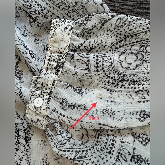 Not Your Daughters Jeans long sleeve black/white button down blouse size Large - Picture 6 of 9